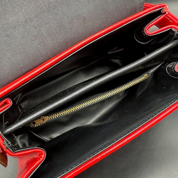 Vintage Purse 1950s Red Vinyl Handbag Mid Century Retro Fashion Accessory As Is - Picture 4 of 15